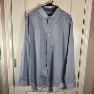 Tahari Men Luxe Stretch Woven Long S Versatile Soft Dress Shirt, Blue, Sz XL